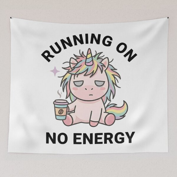 Item preview, Funny Unicorn Running On No Energy T-Shirt – Cute Tired Meme designed and sold by DIRTYSKETCHH.