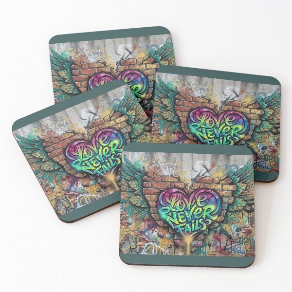 Item preview, Love Never Fails Graffiti Heart: Colorful Urban Wings Street Art designed and sold by KabronX.