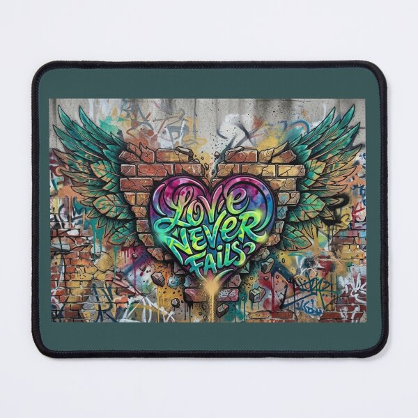 Item preview, Love Never Fails Graffiti Heart: Colorful Urban Wings Street Art designed and sold by KabronX.