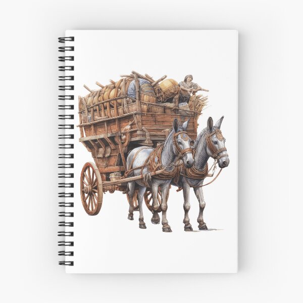 Item preview, Vintage Mule Drawn Supply Wagon Historical Pioneer Illustration designed and sold by LunaPixelStudio.
