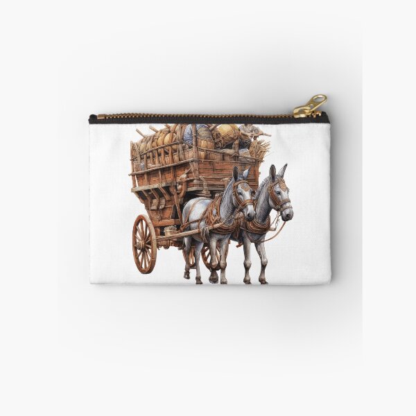 Item preview, Vintage Mule Drawn Supply Wagon Historical Pioneer Illustration designed and sold by LunaPixelStudio.