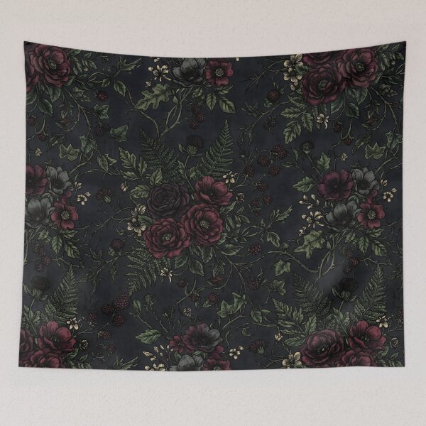 Item preview, Dark Cottagecore Floral Pattern Dark Floral Moody Nature designed and sold by SplashTastic.