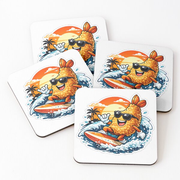 Item preview, Surfing Shrimp Vibes – Cool Beach Cartoon Sticker designed and sold by prashant-sahu.