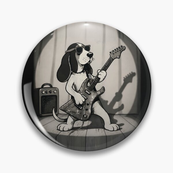Item preview, Cool Basset Hound Rockstar Playing Guitar Retro Art designed and sold by RamyGallery.
