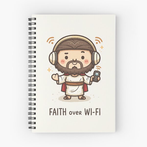 Item preview, Faith Over Wi Fi Kawaii Jesus with Headphones designed and sold by Piotrek0001.