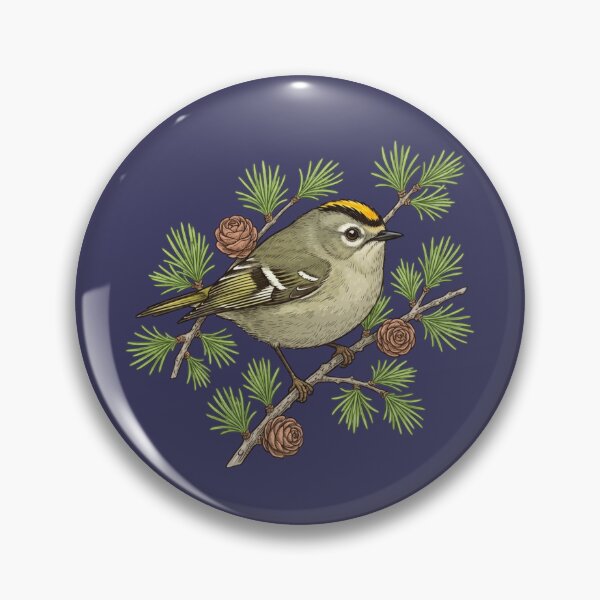 Item preview, Bird Lovers Golden Crowned Kinglet On Larch Cone Perch  designed and sold by BirdsnStuff.