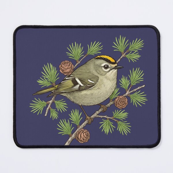 Item preview, Bird Lovers Golden Crowned Kinglet On Larch Cone Perch  designed and sold by BirdsnStuff.