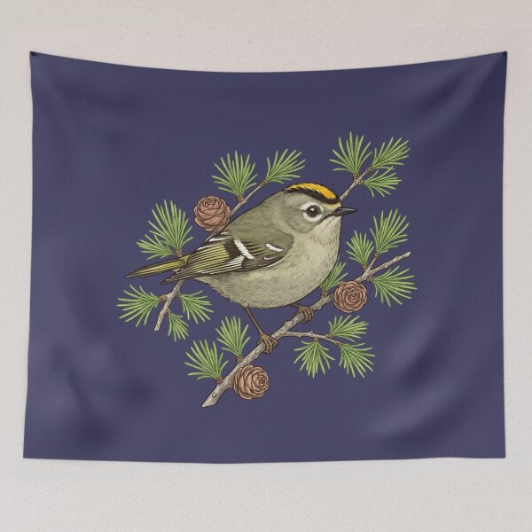 Item preview, Bird Lovers Golden Crowned Kinglet On Larch Cone Perch  designed and sold by BirdsnStuff.
