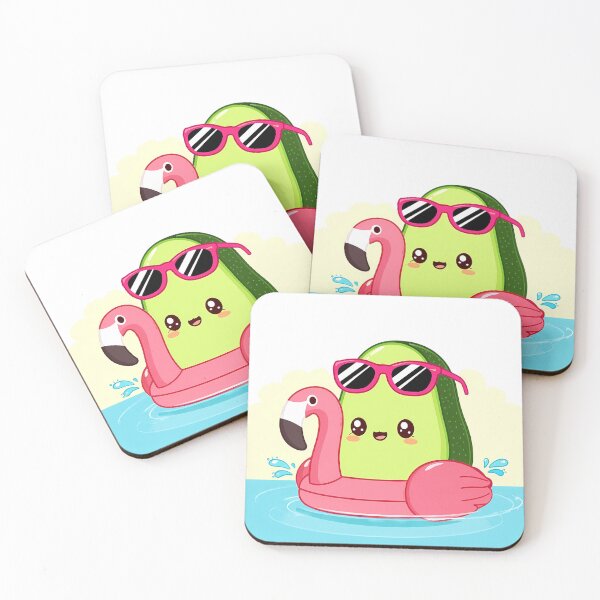 Item preview, Cute Kawaii Avocado Summer Vacation on Flamingo Float designed and sold by jo-e-basta.