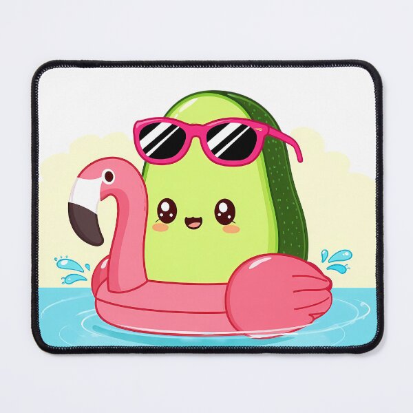 Item preview, Cute Kawaii Avocado Summer Vacation on Flamingo Float designed and sold by jo-e-basta.