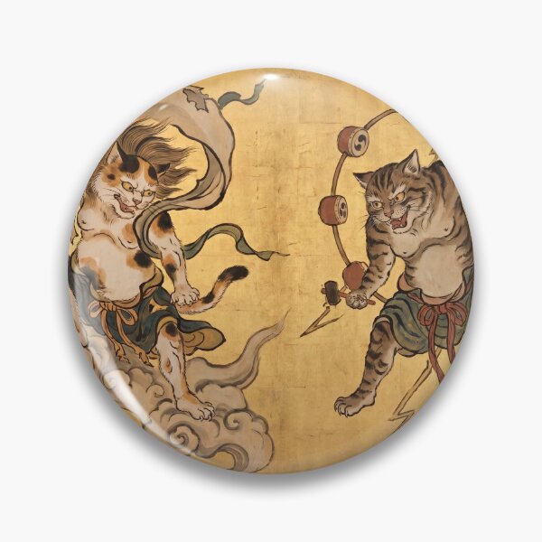 Artikelvorschau, Katzen-Fujin und Raijin — Wind- und Donnergötter auf Goldschirm | Ukiyo-e Katzenkunst entworfen und verkauft von Ukiyo Neko Hyakkei - Cats of the Floating World-.