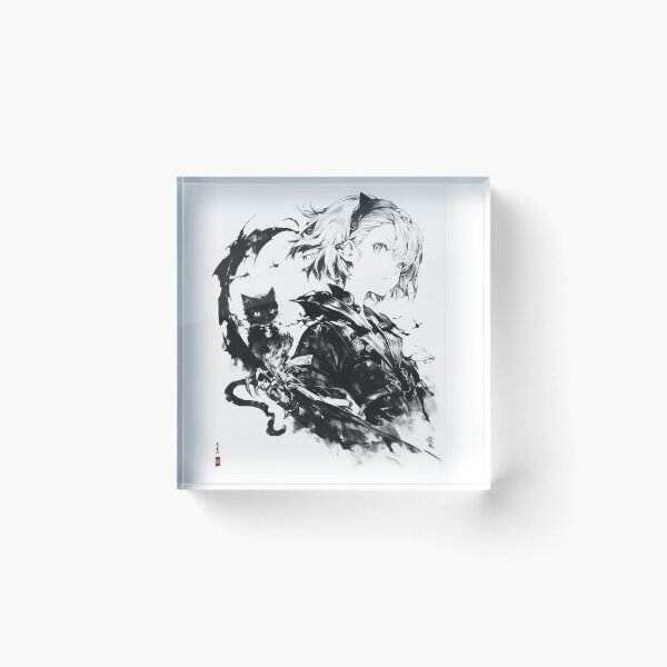 Item preview, Dark Anime Aesthetic – Black Cat Ink Illustration designed and sold by EchoWave11.