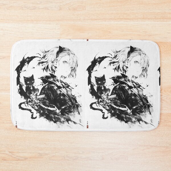 Item preview, Dark Anime Aesthetic – Black Cat Ink Illustration designed and sold by EchoWave11.