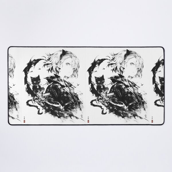 Item preview, Dark Anime Aesthetic – Black Cat Ink Illustration designed and sold by EchoWave11.