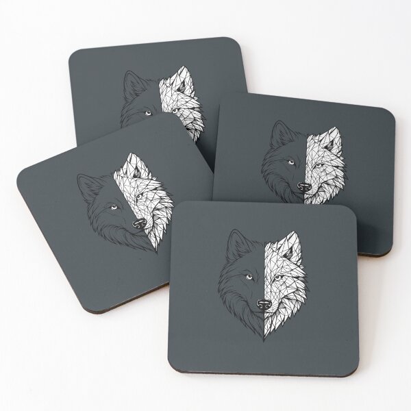 Item preview, Geometric Spirit Wolf Minimalist Dual Nature Line Art designed and sold by tineldesign.