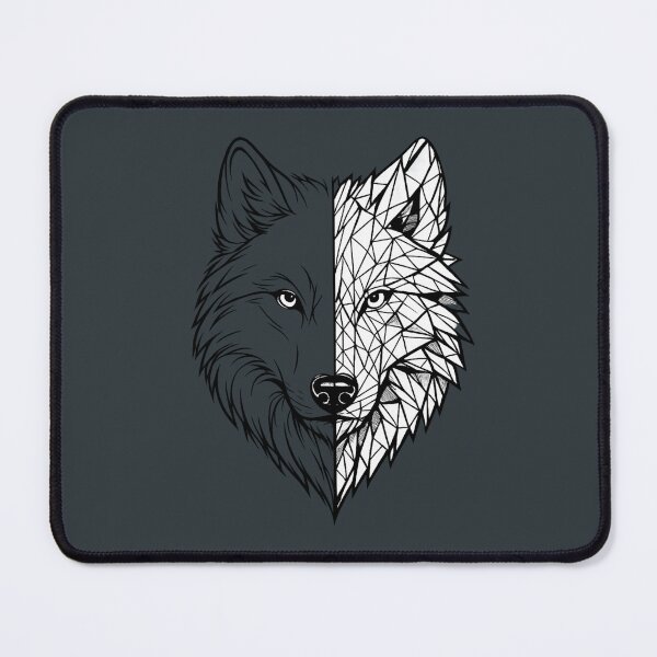 Item preview, Geometric Spirit Wolf Minimalist Dual Nature Line Art designed and sold by tineldesign.