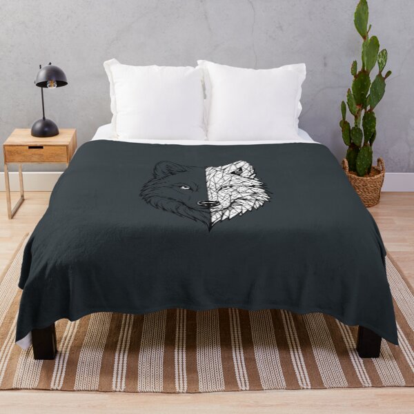 Item preview, Geometric Spirit Wolf Minimalist Dual Nature Line Art designed and sold by tineldesign.