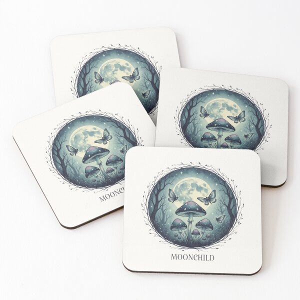 Item preview, Moonchild Mushroom Moon Art Dark Cottagecore Night  designed and sold by CalmCapy Co.