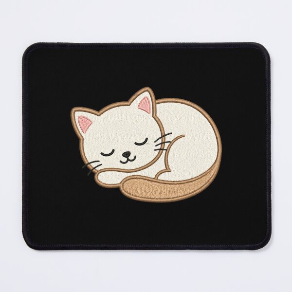 Item preview, Sleeping Curled Cat | Minimal Embroidery Style Kawaii Design designed and sold by ColorSplash123.