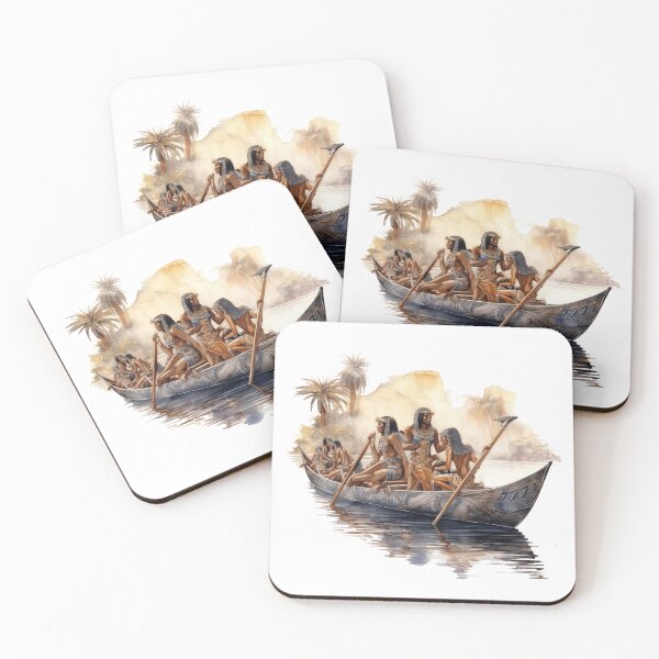Item preview, Ancient Egyptian Nile River Boat Historical Watercolor Illustration designed and sold by LunaPixelStudio.
