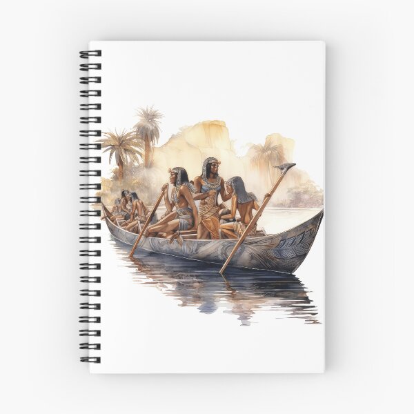 Item preview, Ancient Egyptian Nile River Boat Historical Watercolor Illustration designed and sold by LunaPixelStudio.