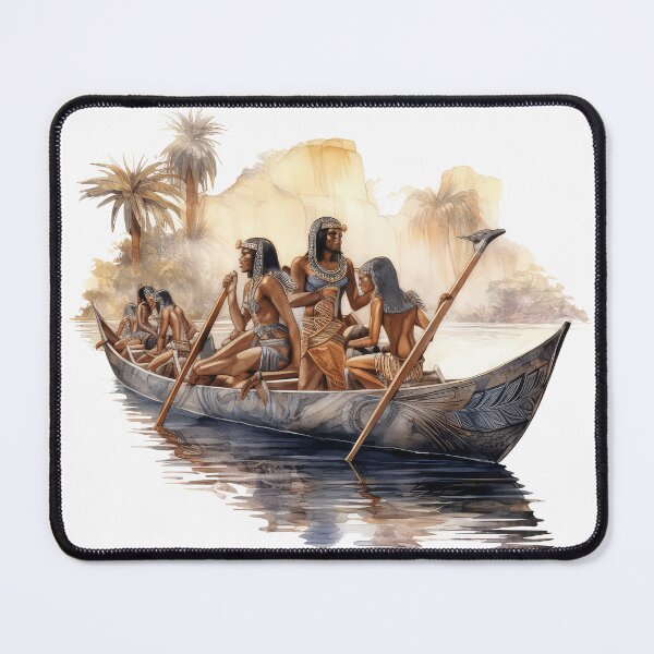 Item preview, Ancient Egyptian Nile River Boat Historical Watercolor Illustration designed and sold by LunaPixelStudio.