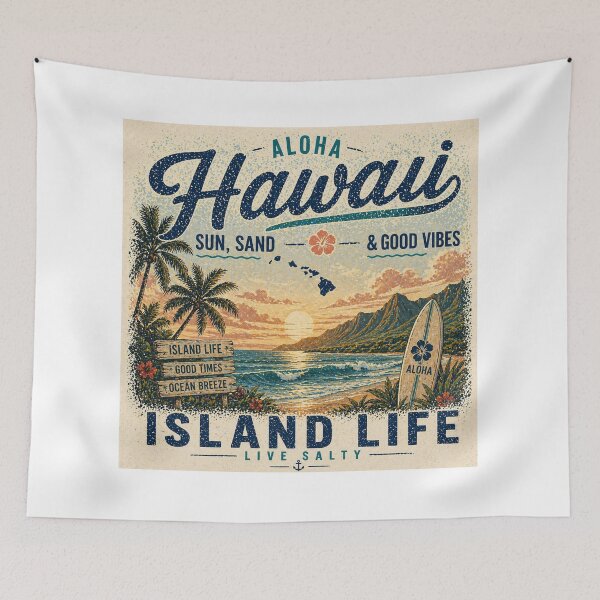 Item preview, Hawaii Aloha Island Life Beach Sunset Surf Vibes Tropical Ocean Shirt, Sticker designed and sold by ParfaitPrints.