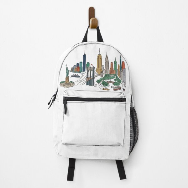 Item preview, New York Skyline Line Art Statue Liberty Bridge Scene designed and sold by PixorStudio.