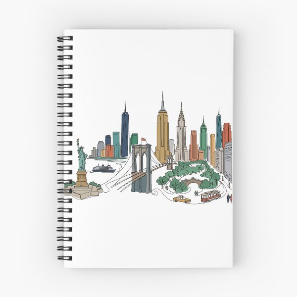 Item preview, New York Skyline Line Art Statue Liberty Bridge Scene designed and sold by PixorStudio.