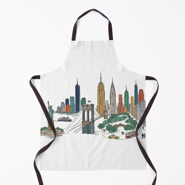 Item preview, New York Skyline Line Art Statue Liberty Bridge Scene designed and sold by PixorStudio.