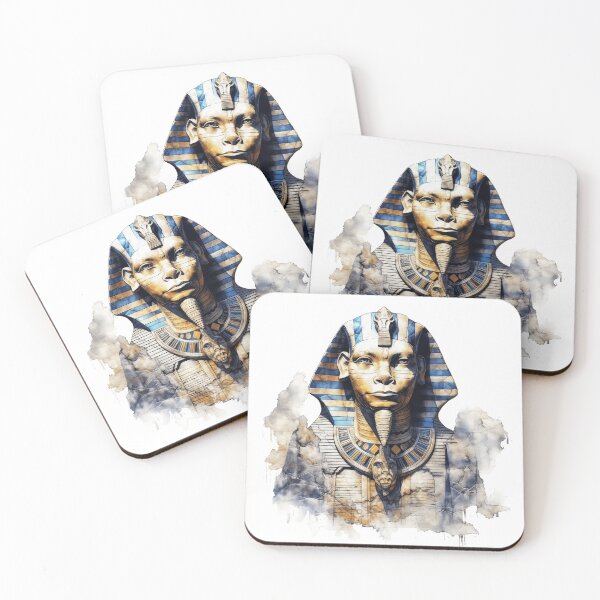 Item preview, Ancient Egyptian Pharaoh Mask Watercolor Grunge Illustration designed and sold by LunaPixelStudio.