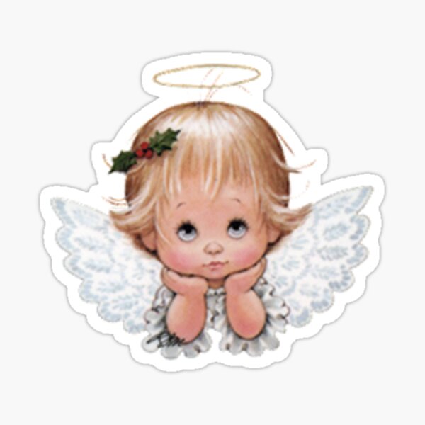 Vista previa del artículo con la obra «Cute Christmas Baby Angel Head en las manos», diseñado y vendido por MurphyMorganGifts.