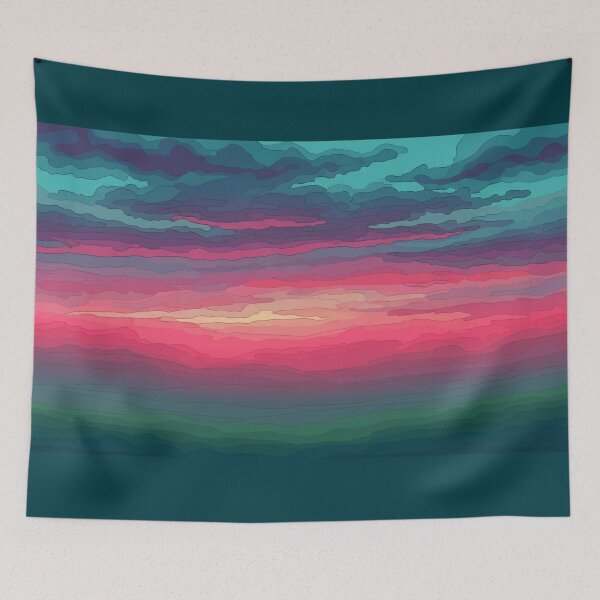 Item preview, Vibrant Sunset Landscape Layered Color Abstract Illustration designed and sold by PixorStudio.