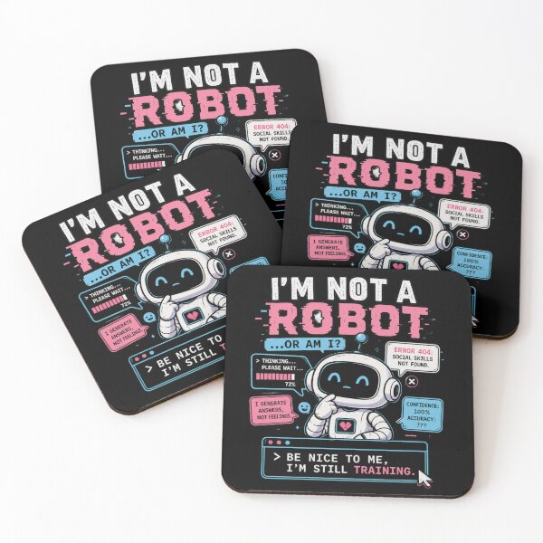 Item preview, Funny Chatbot Humor  – I’m Not a Robot AI Meme – Be Nice I’m Still Training – Cute Glitch Tech - Tech Sarcasm - Glitch Robot Aesthetic - Funny AI - Tech Sarcasm designed and sold by Rude Bot.