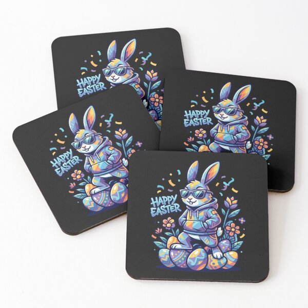 Item preview, Happy Easter Cool Rabbit with Colorful Eggs Design designed and sold by anhemdori2022.