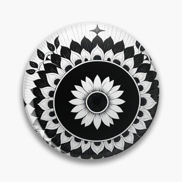 Item preview, Monochrome Flower Circle with Elegant Botanical Decorative Elements Design. designed and sold by MissYouONLY.