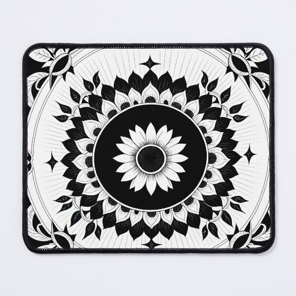 Item preview, Monochrome Flower Circle with Elegant Botanical Decorative Elements Design. designed and sold by MissYouONLY.