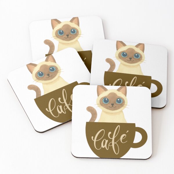 Item preview, Cute Siamese style cat in a cup  designed and sold by Bud the Pug & Friends .