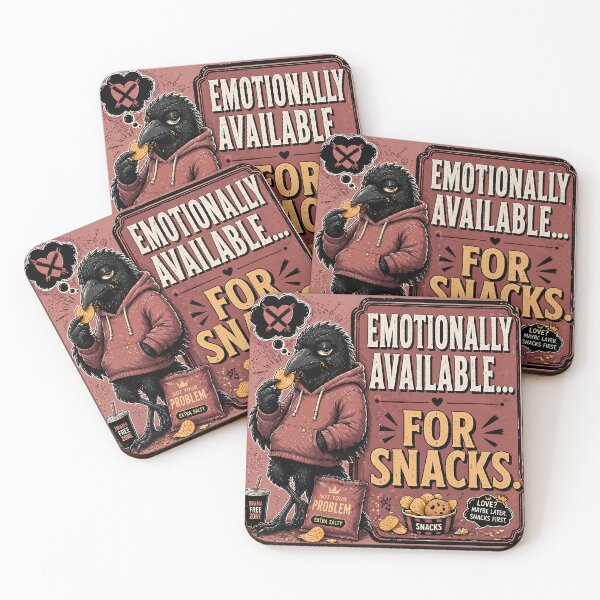 Item preview, Emotionally Available For Snacks Funny Crow Quote – Relationship Humor  designed and sold by PopInkAura .