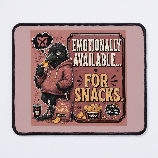 Item preview, Emotionally Available For Snacks Funny Crow Quote – Relationship Humor designed and sold by PopInkAura .