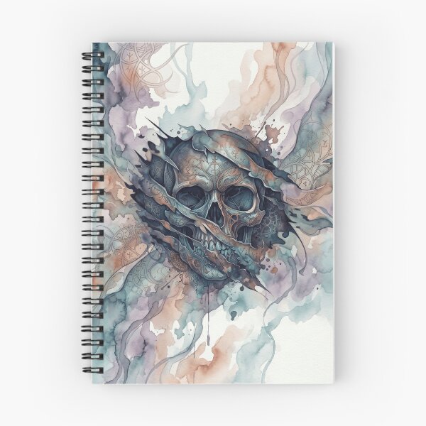 Item preview, Edgy Torn Blue Skull Watercolor Drawing designed and sold by MarCinu Art.