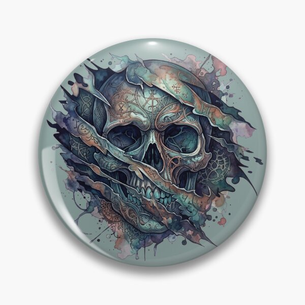 Item preview, Edgy Torn Blue Skull Watercolor Drawing designed and sold by MarCinu Art.