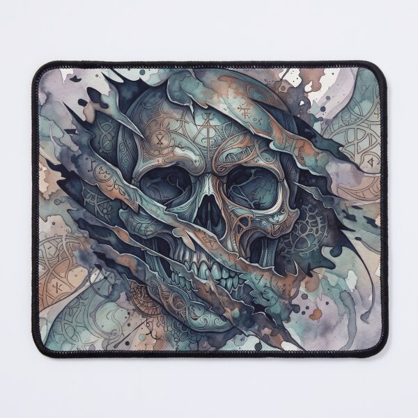 Item preview, Edgy Torn Blue Skull Watercolor Drawing designed and sold by MarCinu Art.