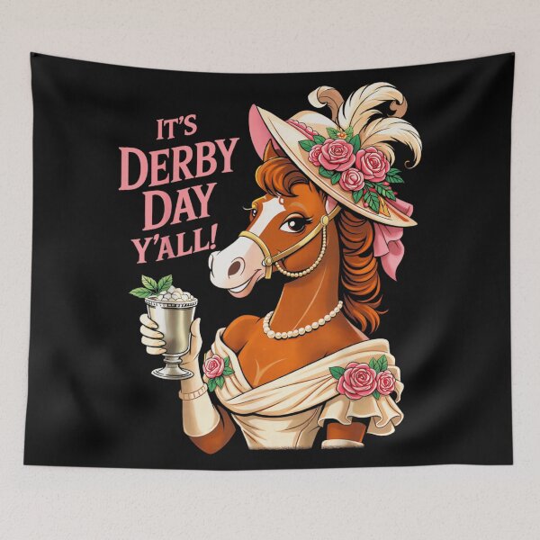 Item preview, It Is Derby Day Yall Elegant Lady Horse In Floral Hat Art designed and sold by LittleNhutton.