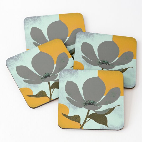 Item preview, Sophisticated Charcoal Grey & Mustard Abstract Floral designed and sold by joycrysstudio.