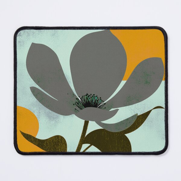 Item preview, Sophisticated Charcoal Grey & Mustard Abstract Floral designed and sold by joycrysstudio.