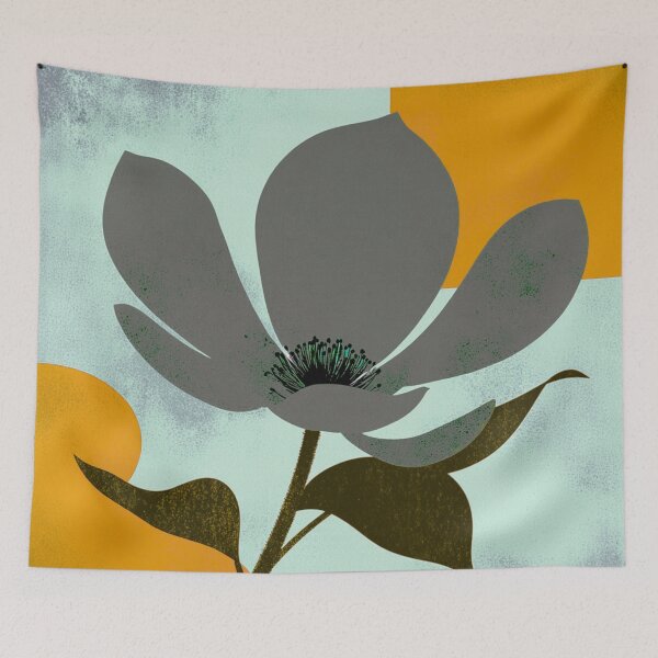 Item preview, Sophisticated Charcoal Grey & Mustard Abstract Floral designed and sold by joycrysstudio.