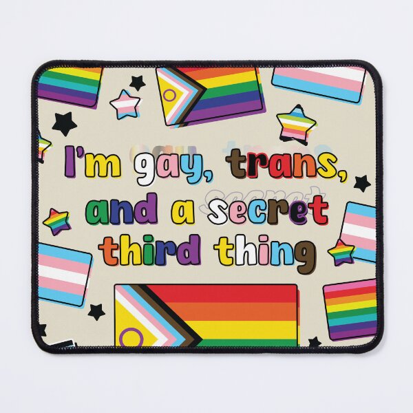 Item preview, I'm gay, trans, and a secret third thing stamp [progress] designed and sold by deadbeatprince-typography.