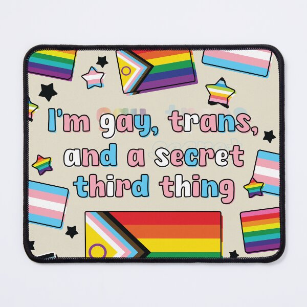Item preview, I'm gay, trans, and a secret third thing stamp [transgender] designed and sold by deadbeatprince-typography.