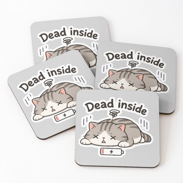 Item preview, Dead Inside Cat – Funny Tired Mood Sticker designed and sold by K-Vibe Design Studio.